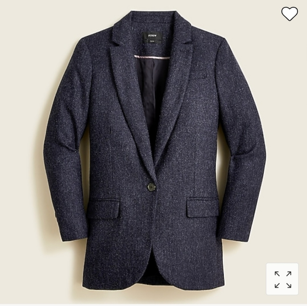 JCrew Alfie Wool Navy Blue Herringbone Blazer NWT
